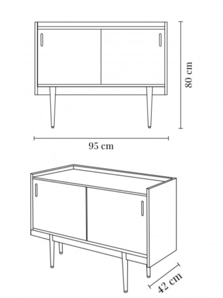 366 concept Petite enfilade Série 1050 en chêne 2 étagères