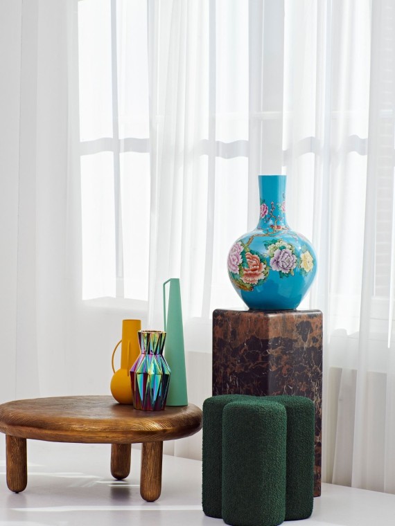 Tabouret en tissu bouclé, Clover Pols Potten blanc écru