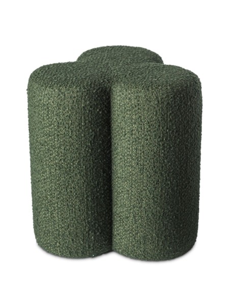 Tabouret Clover en tissu bouclé vert Pols Potten
