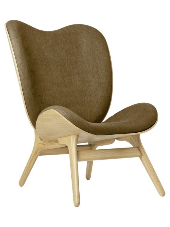 Umage Fauteuil A conversation piece en chêne naturel et tissu marron