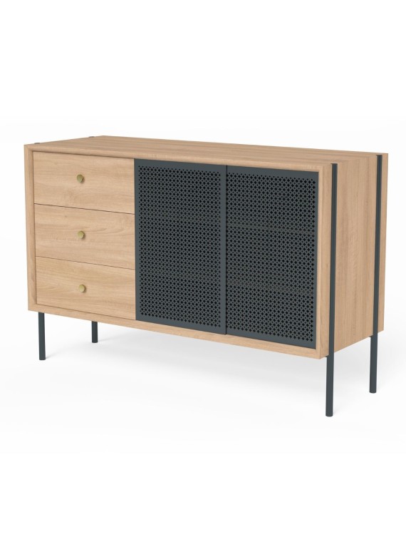 Buffet haut Gabin en chêne et métal gris anthracite Harto