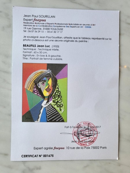 Portrait de Femme cubiste par Jean-Luc Beaufils, 1953