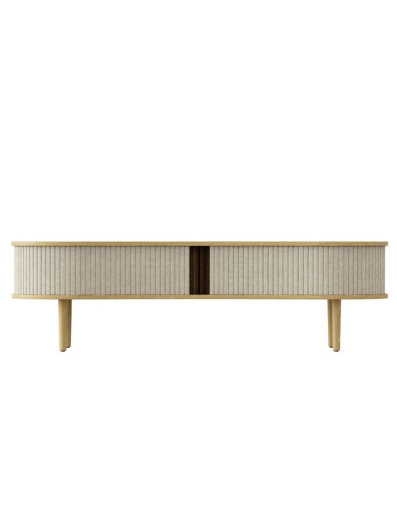 Banc TV Audacious en chêne clair textile sable