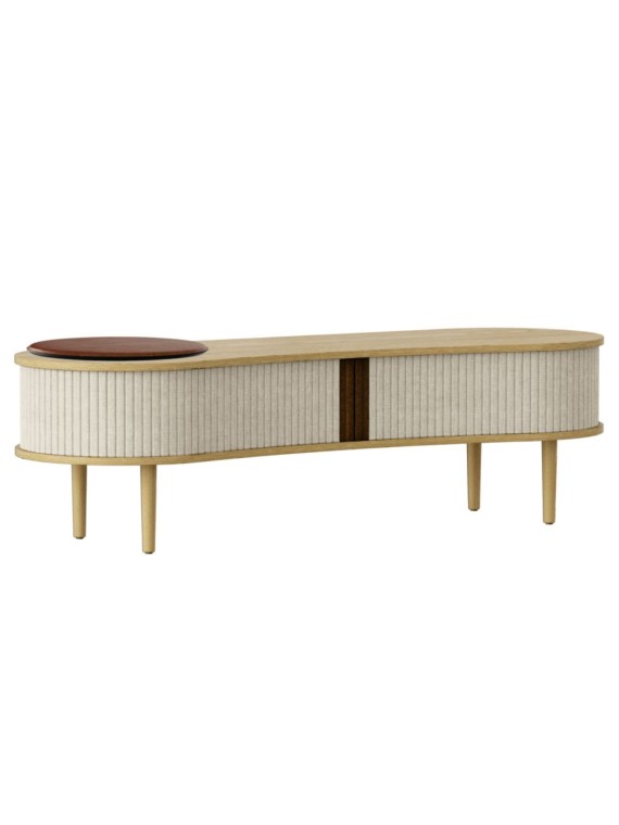 Banc TV Audacious en chêne clair textile sable