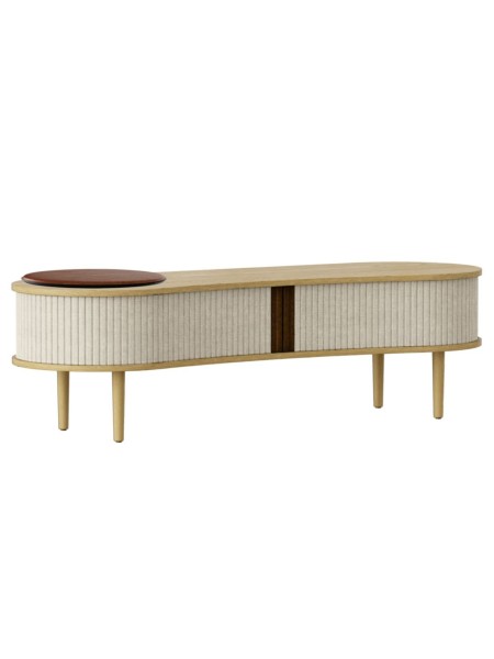 Banc TV Audacious en chêne clair textile sable