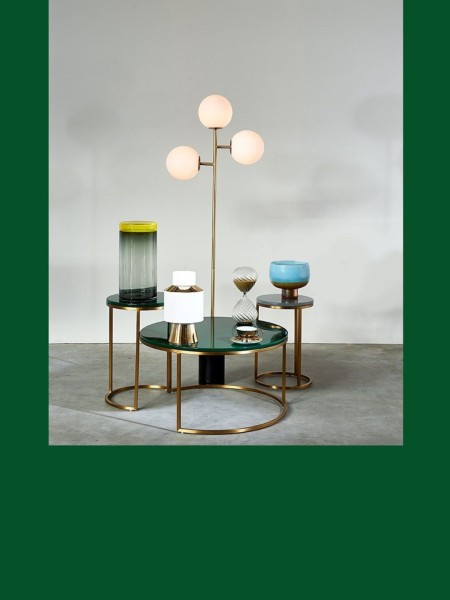 Pols Potten floor lamp full moon black marble 3 globes