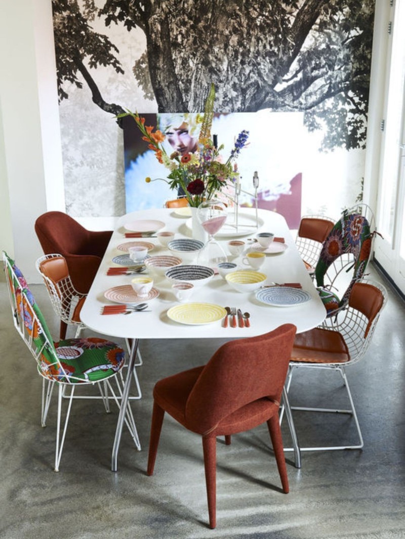 orange fabric table chair, Holy