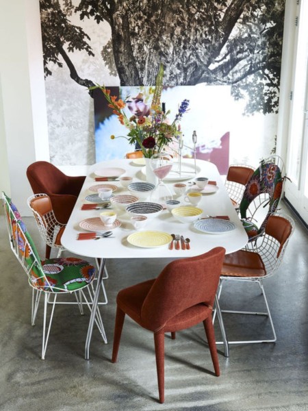 Chaise de table orange en tissu, Berry