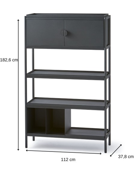 Etagère noire en métal, Toss Wide Cabinet