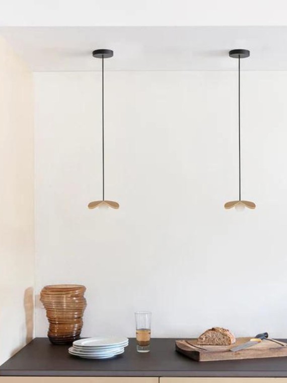 Mini lampshade in light oak , forget me not