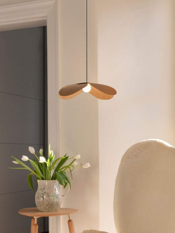 medium lampshade in light oak , forget me not