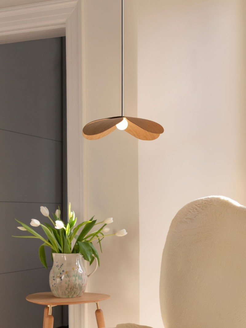 medium lampshade in light oak , forget me not