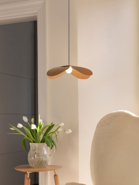 medium lampshade in light oak , forget me not