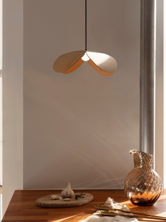 large lampshade in light oak , forget me not