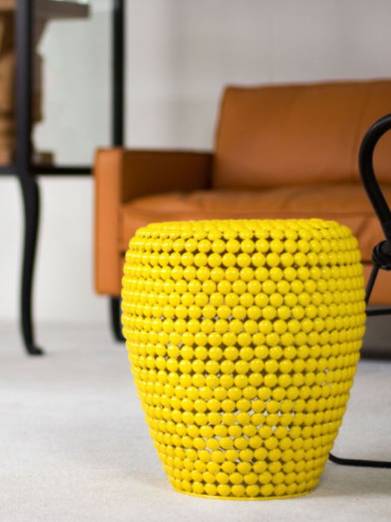 Pols Potten Tabouret Dot en métal jaune