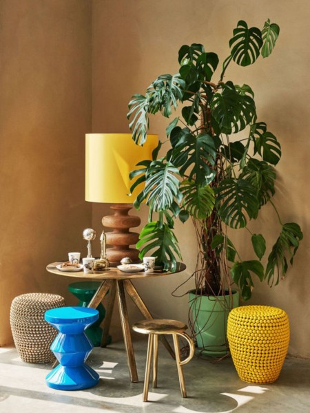 Pols Potten Tabouret Dot en métal jaune