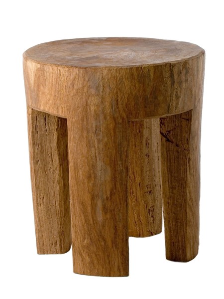Tabouret en bois rond à quatre pieds carrés, Pols Potten | MBS Design