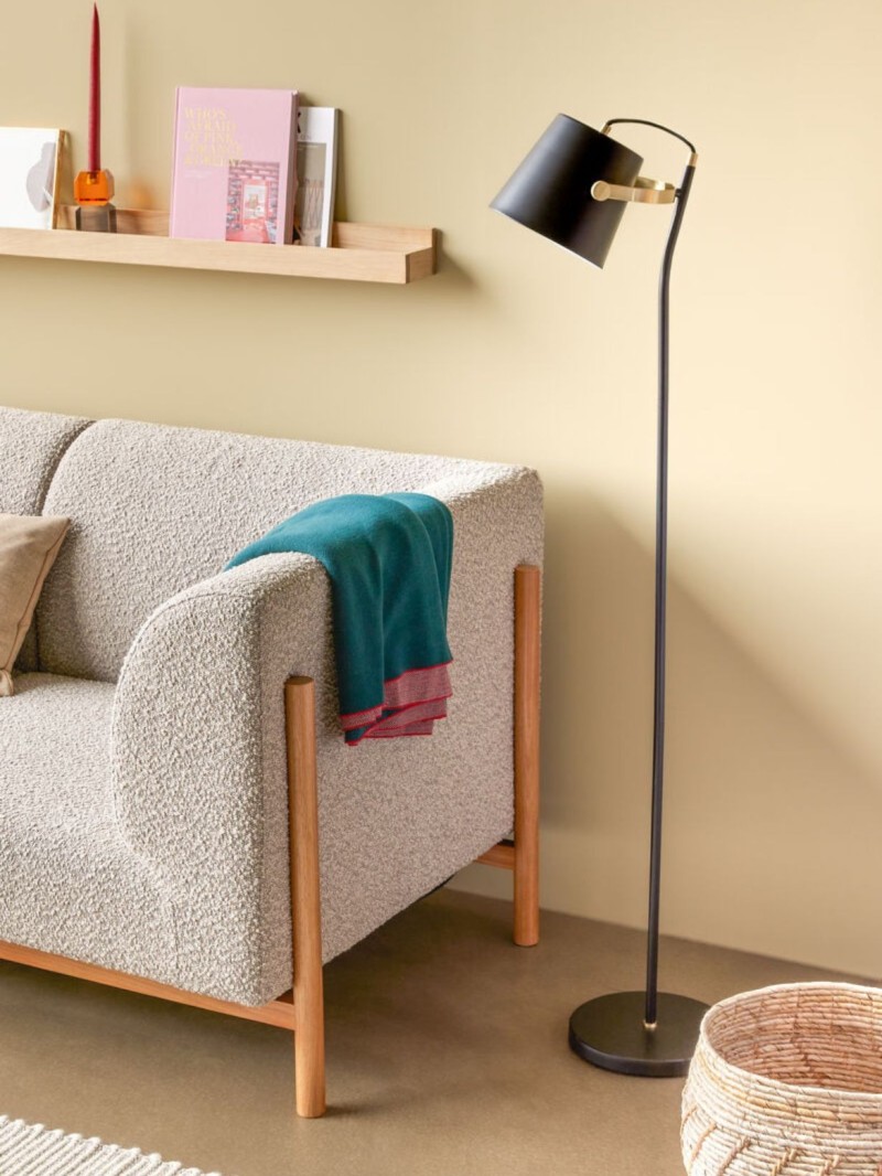 Hübsch Black and brass floor lamp, Architect