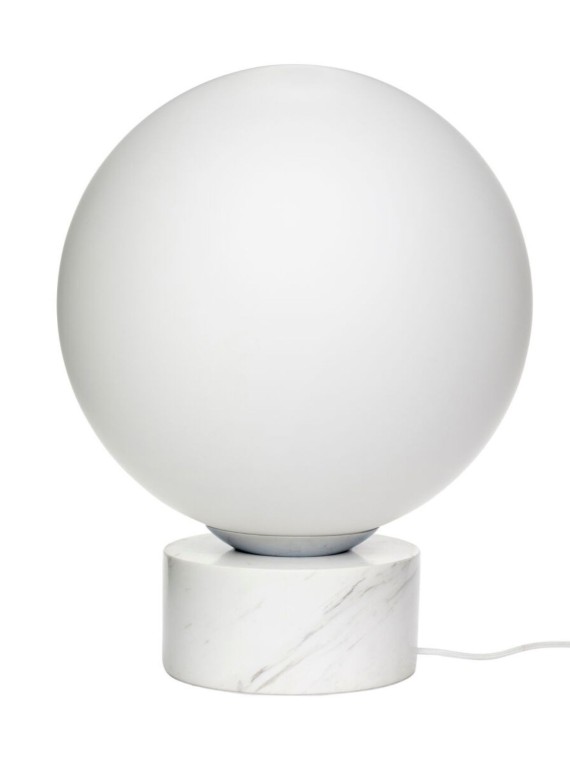 Hübsch Lampe à poser en verre et marbre, Sphere blanche