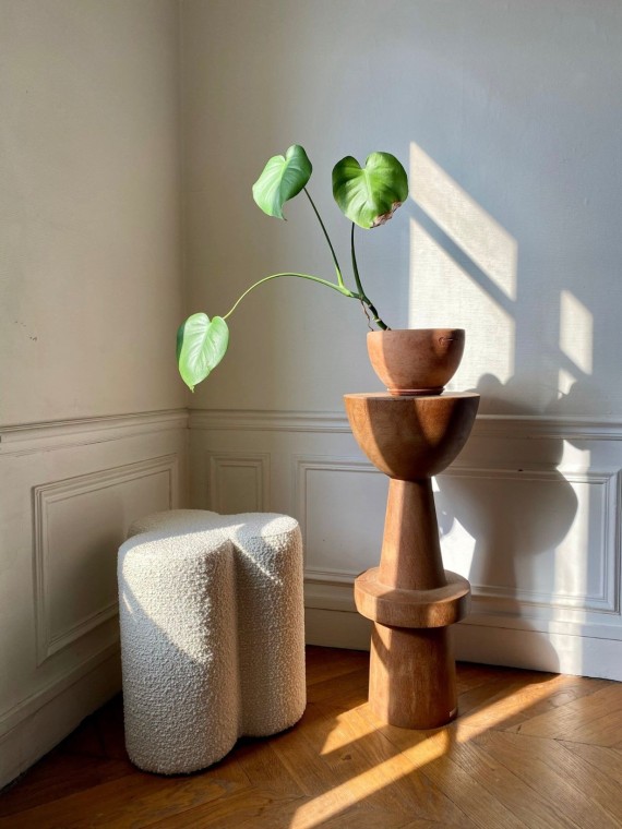 Tabouret en tissu bouclé, Clover Pols Potten blanc écru