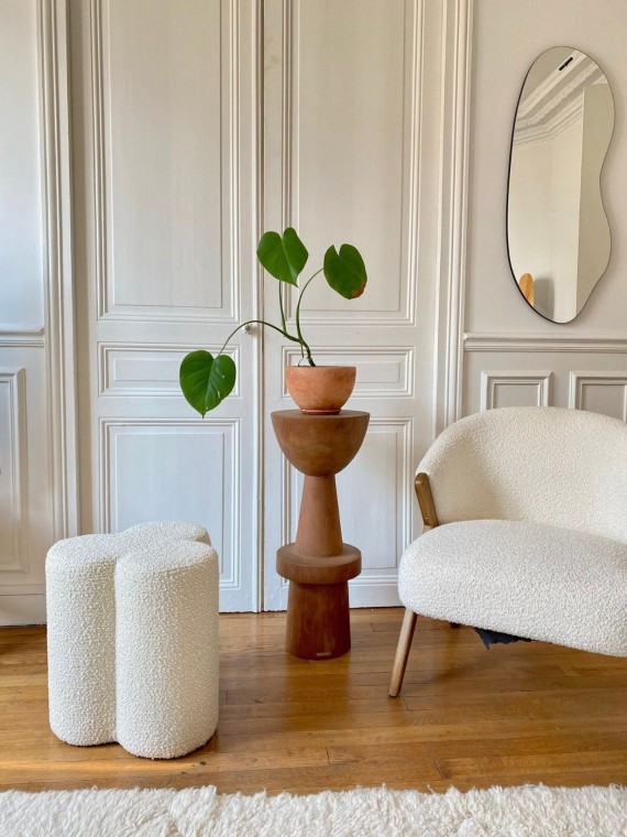 Tabouret en tissu bouclé, Clover Pols Potten blanc écru