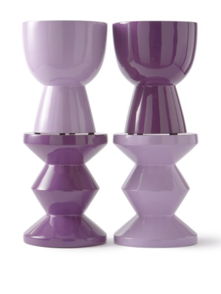 Pols Potten dark purple lacquered polyester stool Zig Zag