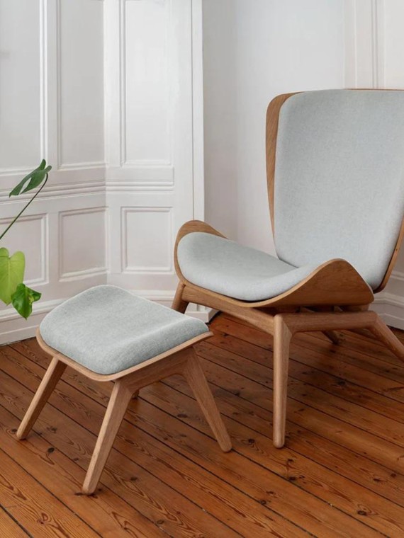 Footrest in light oak sterling fabric The Reader Horizon Umage