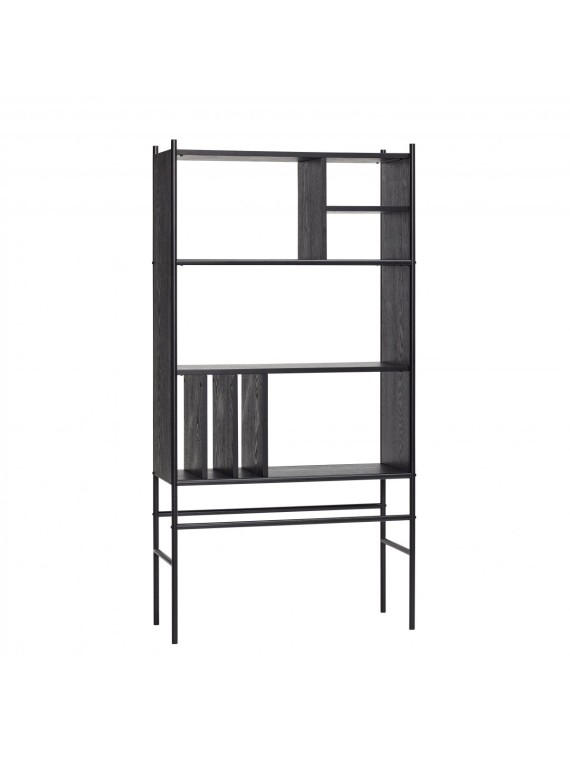 Metal and wood shelf unit with various shelves, Evan - Hübsch