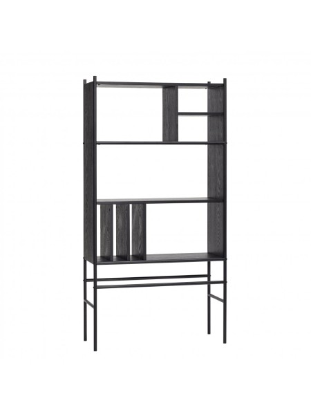 Metal and wood shelf unit with various shelves, Evan - Hübsch