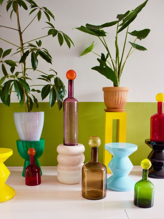 Pols Potten, Tabouret laqué jaune, Zig Zag