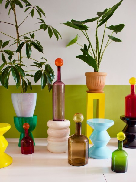 Pols Potten, Yellow lacquered stool, Zig Zag