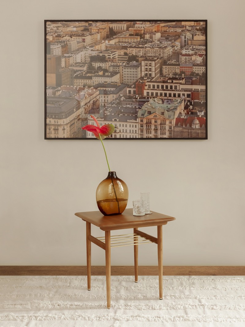 Square coffee table in solid ash wood, FOX
