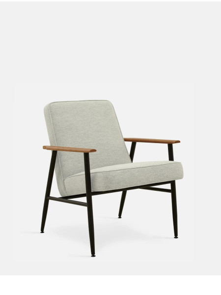 FOX METAL ARMCHAIR in solid beech, blue fabri