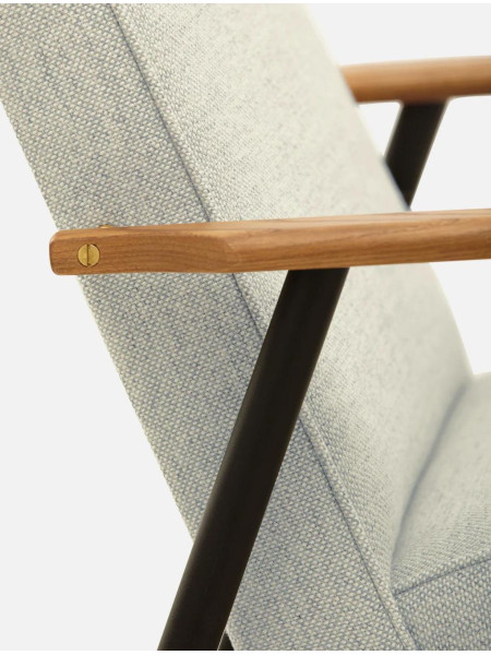 FAUTEUIL FOX MÉTAL  en hêtre massif, tissu bleu