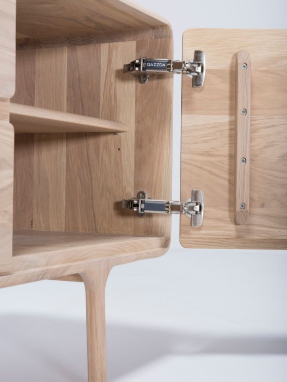 Solid oak two-drawer sideboard, Fawn