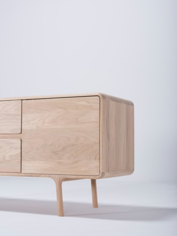 Solid oak two-drawer sideboard, Fawn