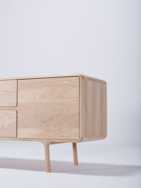 Solid oak two-drawer sideboard, Fawn