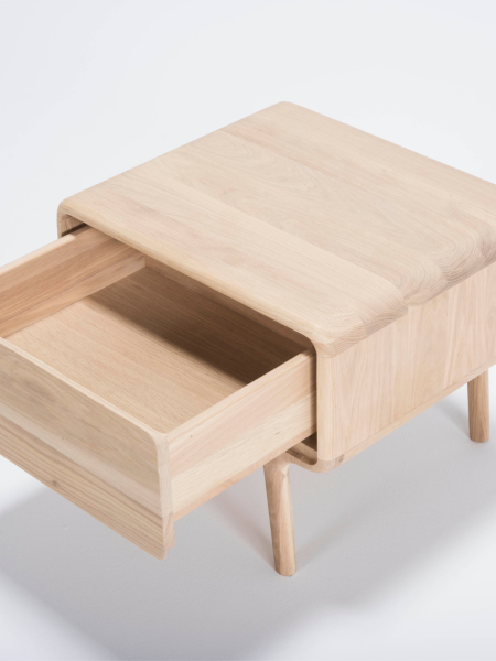 Solid oak bedside table, Fawn