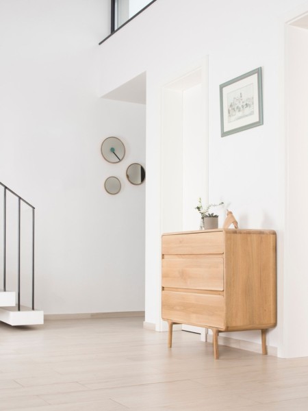3-drawer oiled bleached oak chest of drawers, Fawn
