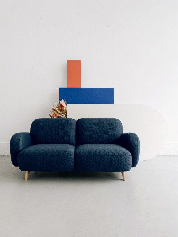 Harto 2-seater sofa Auguste cobalt blue fabric