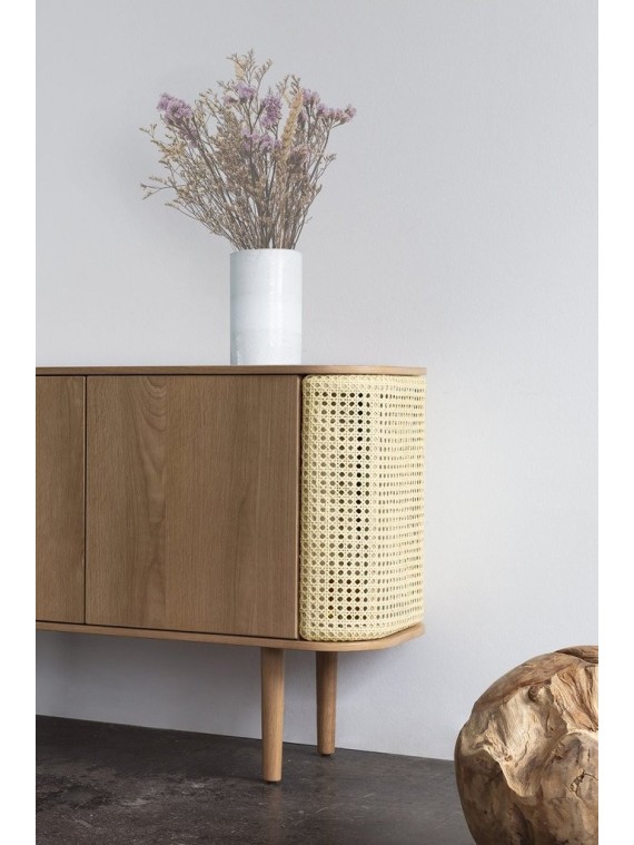 UMAGE - Buffet en chêne et rotin, Treasures 3 portes - MBS Design