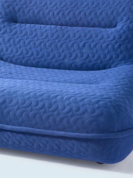 Pols potten fauteuil lounge allongé en tissu bleu, Swell