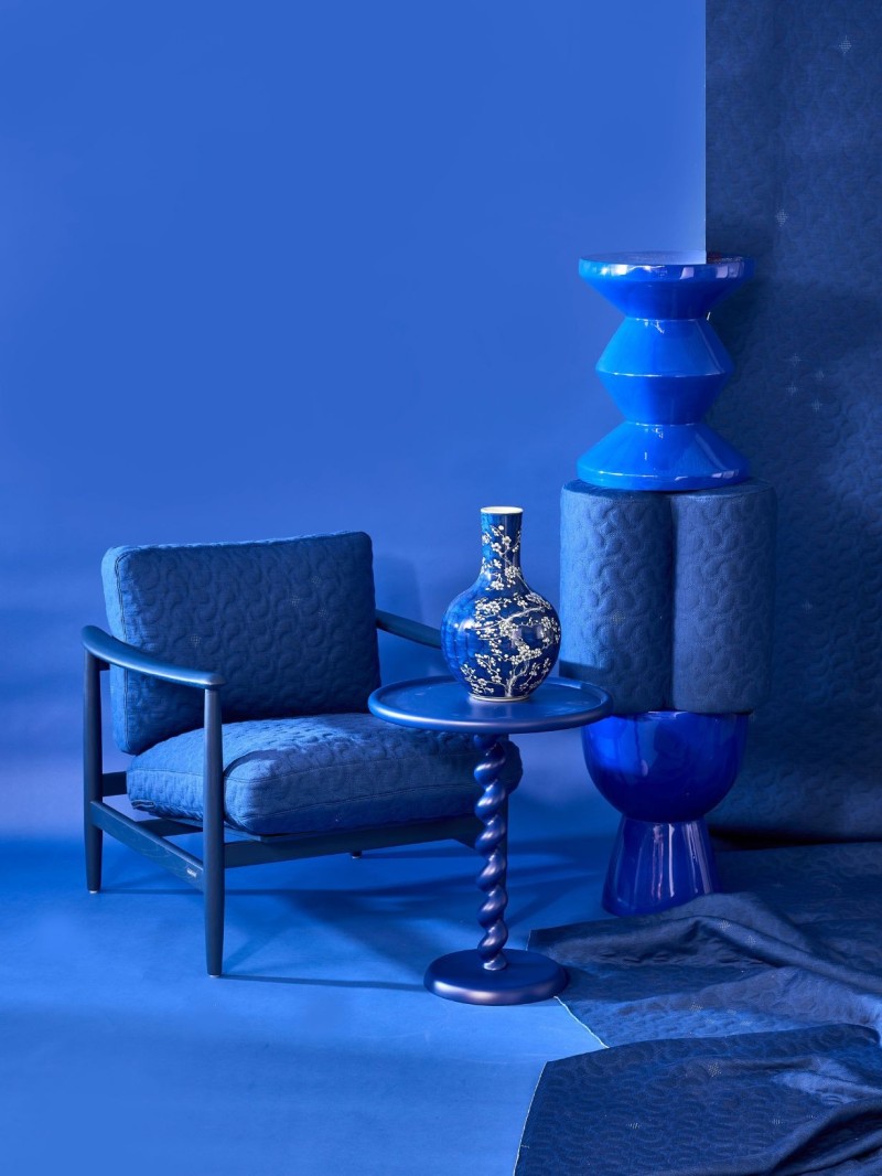 pols potten Fauteuil bleu en frêne, Todd