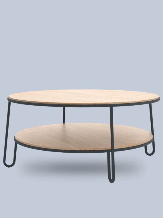 Table basse Eugénie Harto chêne et métal gris ardoise Taille S (70)