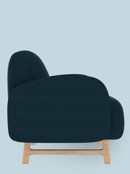 Auguste solid wood armchair cobalt blue fabric