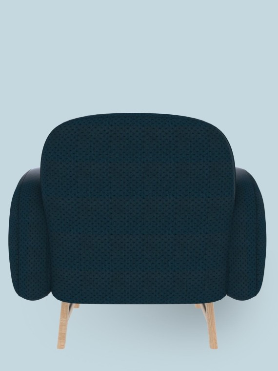 Harto Fauteuil Auguste en bois massif tissu bleu cobalt