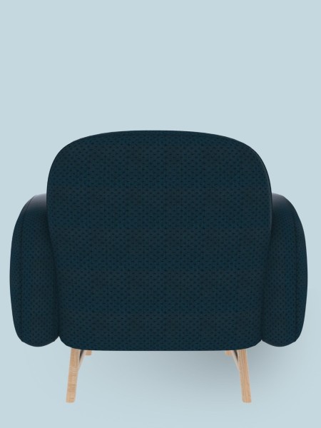 Harto Fauteuil Auguste en bois massif tissu bleu cobalt