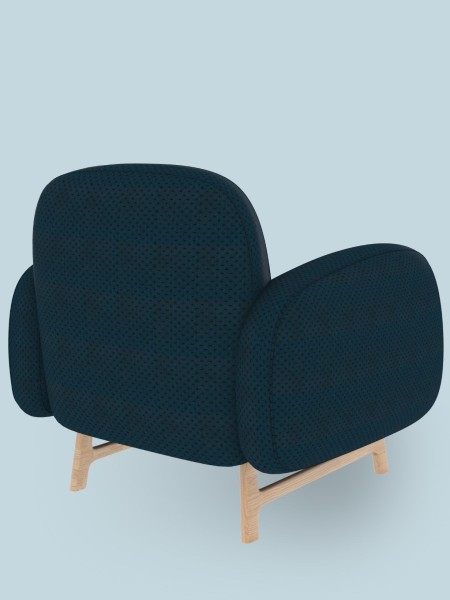 Harto Fauteuil Auguste en bois massif tissu bleu cobalt