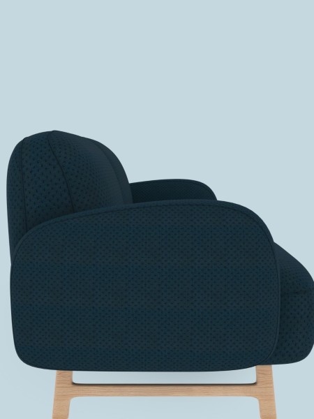 Harto 3-seater sofa Auguste in solid wood and cobalt blue fabric