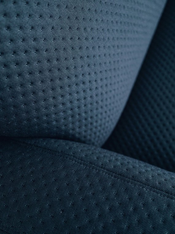 Harto 3-seater sofa Auguste in solid wood and cobalt blue fabric